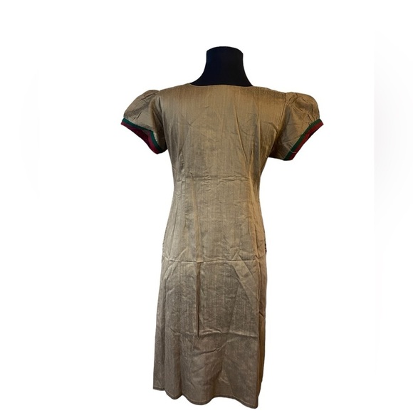 Beautiful Embroidered Tan Kurta With Red, Yellow and Green Embroidery - Picture 7 of 16